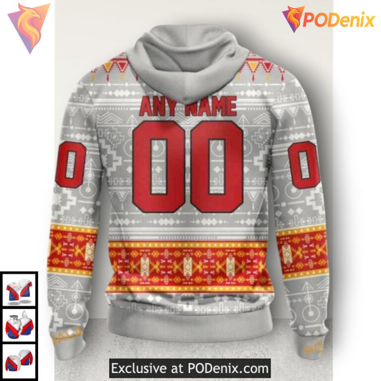 Customized Native Pattern Calgary Flames Winter Hoodie 3D Sweatshirt - 1