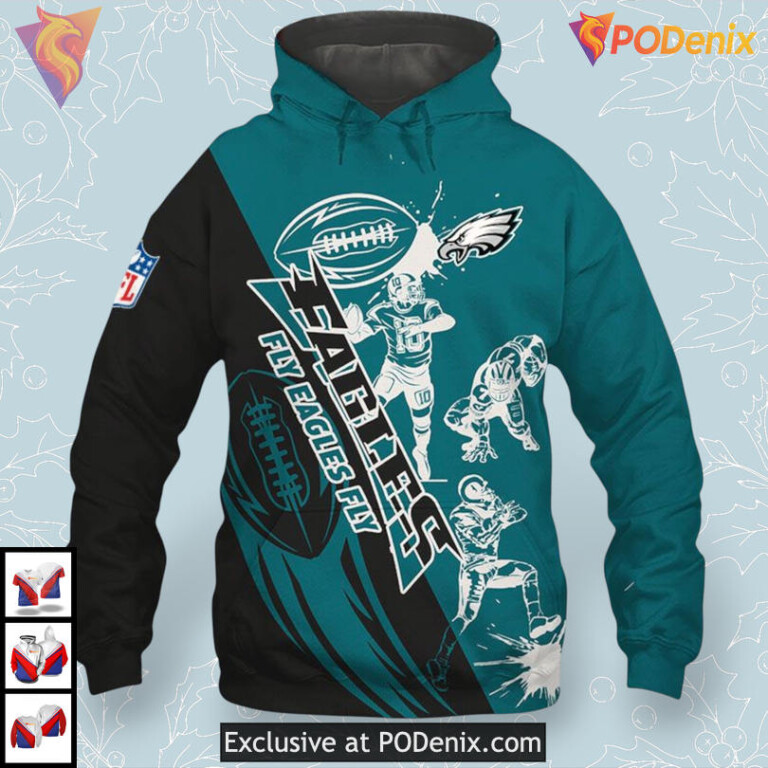 Cute Cartoon Player Mens Philadelphia Eagles Hoodie Fan 3D Design
