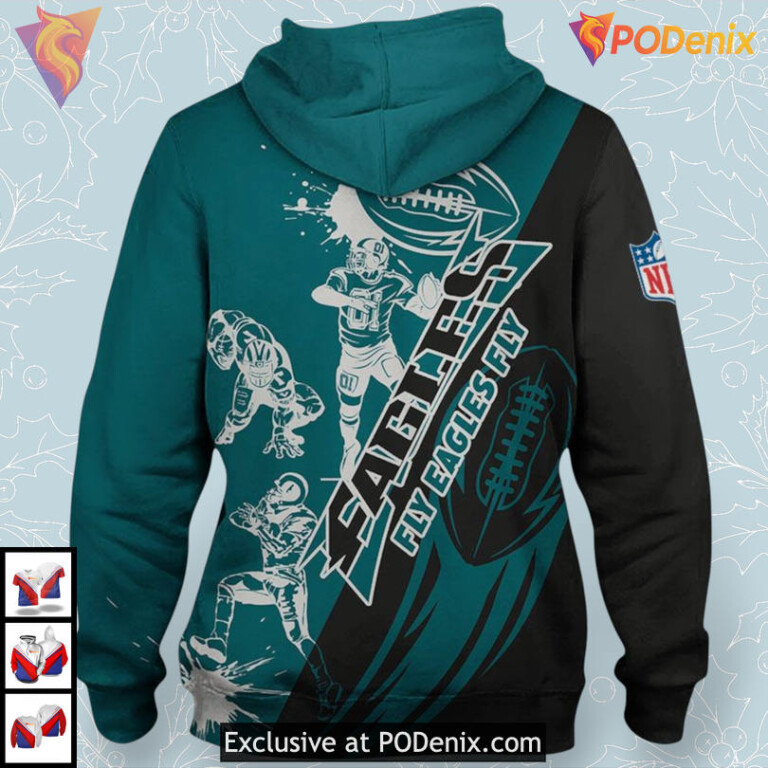 Cute Cartoon Player Mens Philadelphia Eagles Hoodie Fan 3D Design - 1