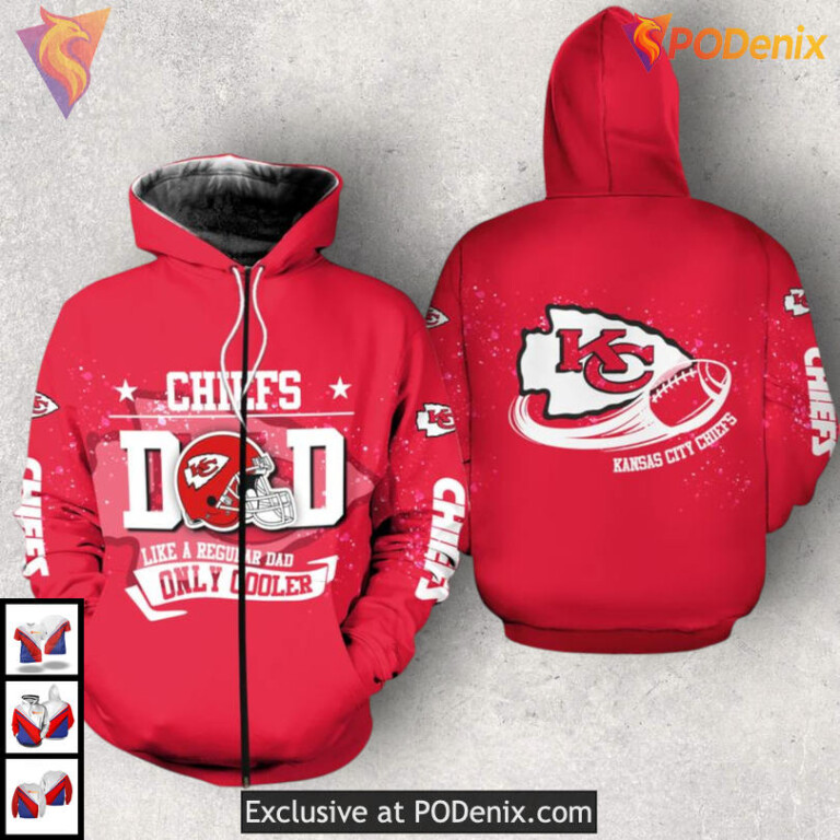 Dad Like A Regular Dad Kansas City Chiefs Zip Up Hoodie Funny Fan Edition
