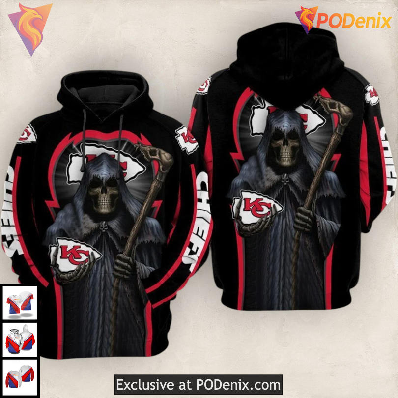 Dark Reaper Edition Kansas City Chiefs Hoodie 3D for Hardcore NFL Fans Dark Reaper Edition Kansas City Chiefs Hoodie 3D for Hardcore NFL Fans