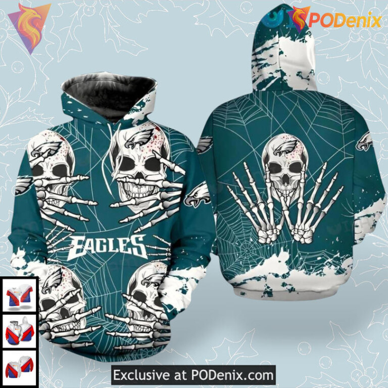 Dead Skull Spiderweb Philadelphia Eagles Green Hoodie Christmas Custom 3D