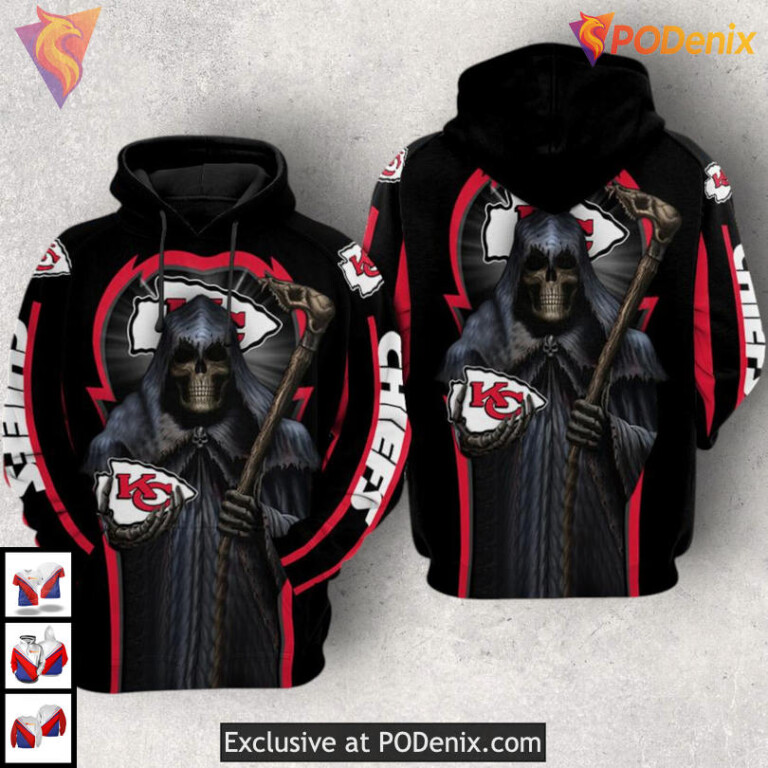 Death God Red Black Kansas City Chiefs Hoodie 3D Fan Edition Adult Apparel
