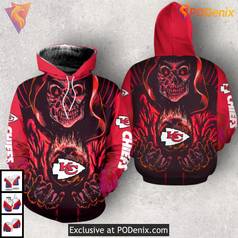Death Skull Graphic Kansas City Chiefs 3D Hoodie Sweatshirt Limited Fan Drop Death Skull Graphic Kansas City Chiefs 3D Hoodie Sweatshirt Limited Fan Drop