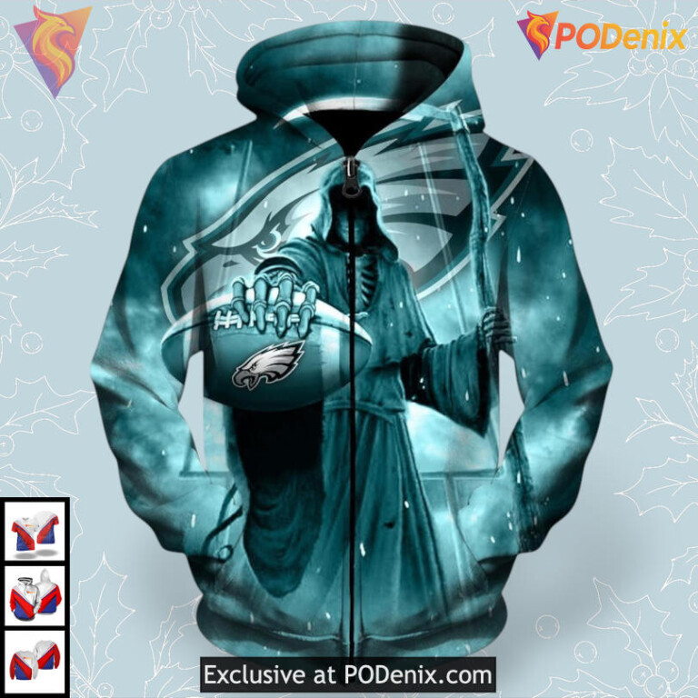 Death Skull Theme Philadelphia Eagles Hoodie 3D Fan Gift Version
