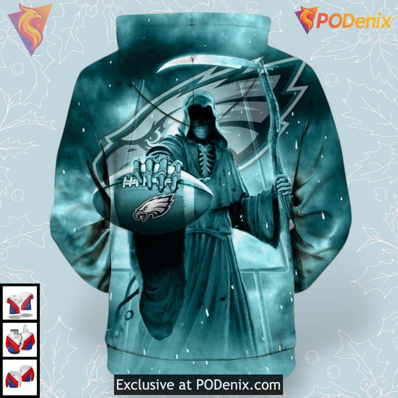 Death Skull Theme Philadelphia Eagles Hoodie 3D Fan Gift Version Death Skull Theme Philadelphia Eagles Hoodie 3D Fan Gift Version