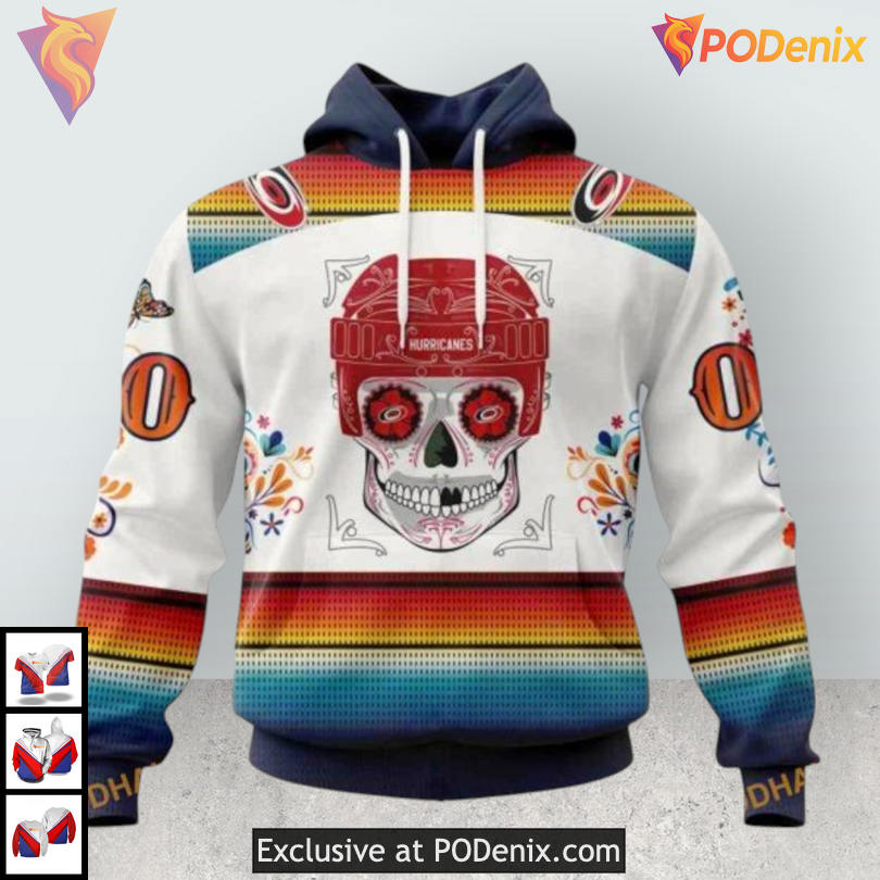Dia De Los Muertos Celebration Custom Number Carolina Hurricanes Hoodie Custom