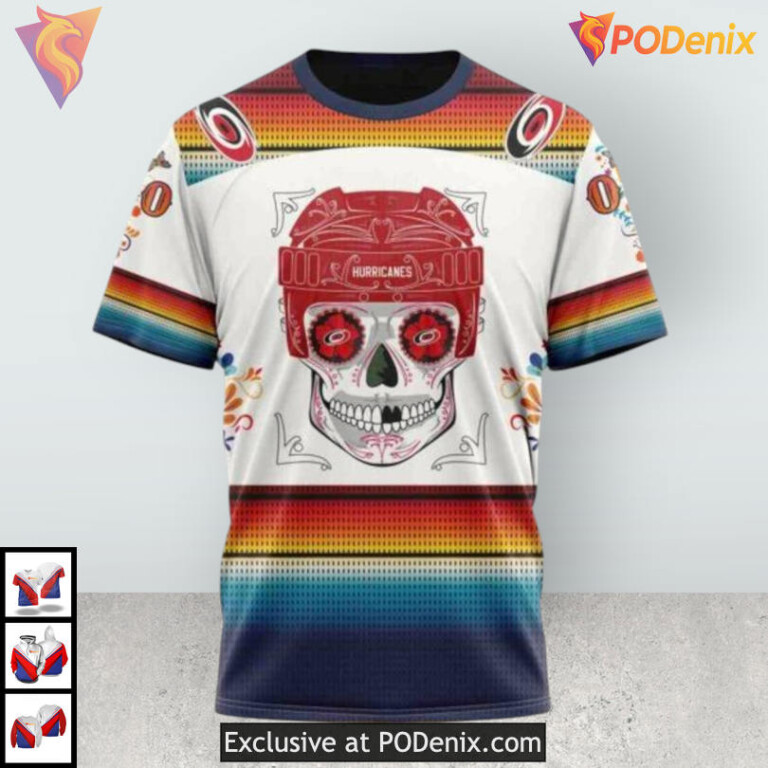 Dia De Los Muertos Celebration Custom Number Carolina Hurricanes Hoodie Custom - 2