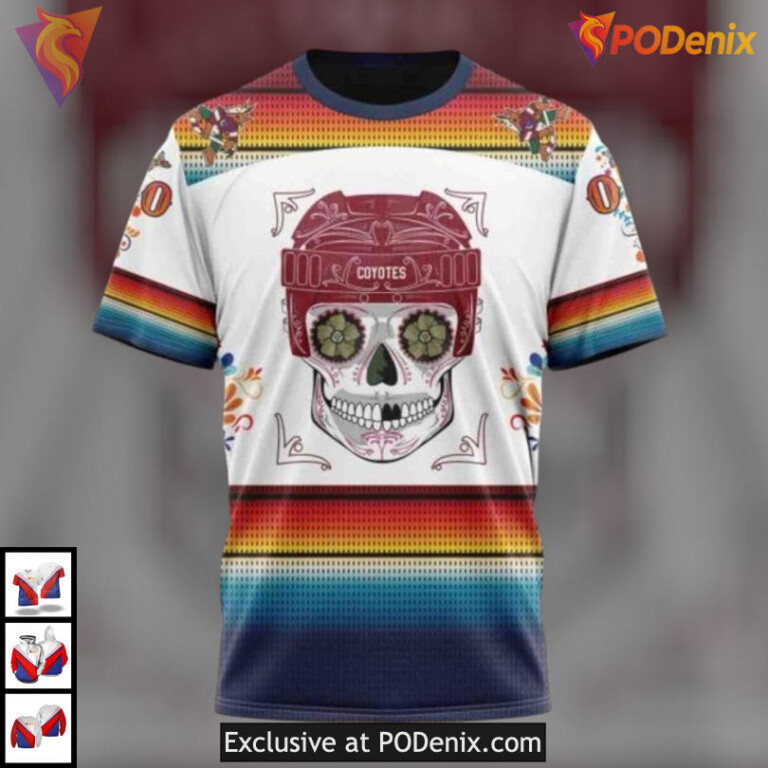 Dia De Los Muertos Inspired Design Custom Name Arizona Coyotes Hoodie 3D - 2