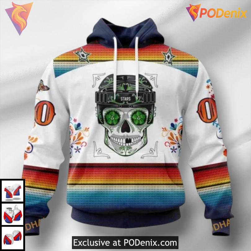 Dia De Los Muertos Tribute Custom Number Dallas Stars Hoodie Custom 3D
