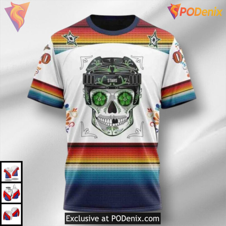Dia De Los Muertos Tribute Custom Number Dallas Stars Hoodie Custom 3D - 2