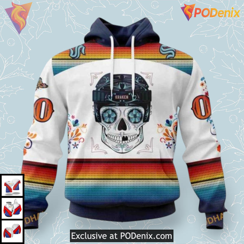 Dia De Los Muertos Tribute Design NHL Seattle Kraken Personalized 3D Hoodie