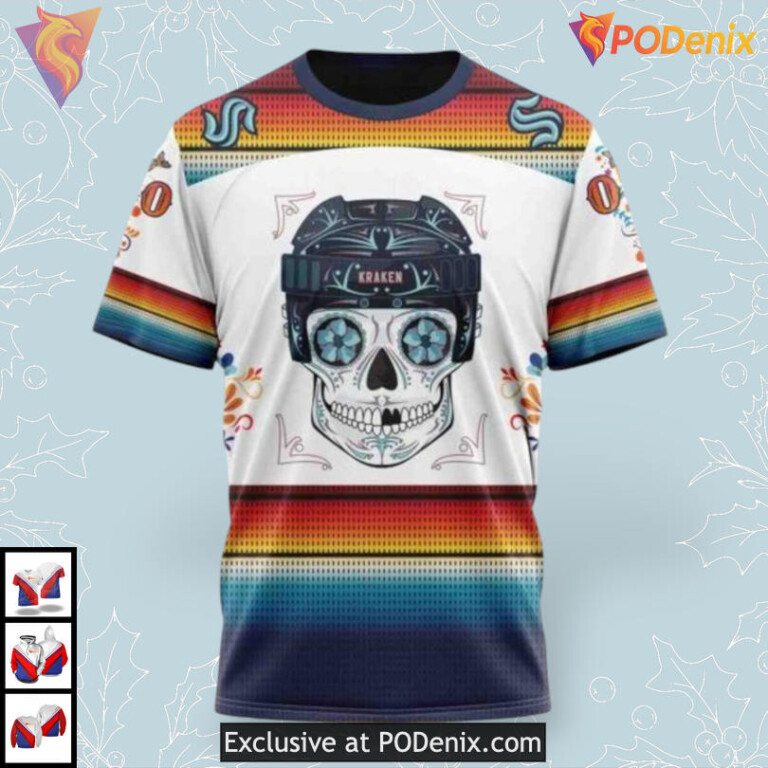 Dia De Los Muertos Tribute Design NHL Seattle Kraken Personalized 3D Hoodie - 2