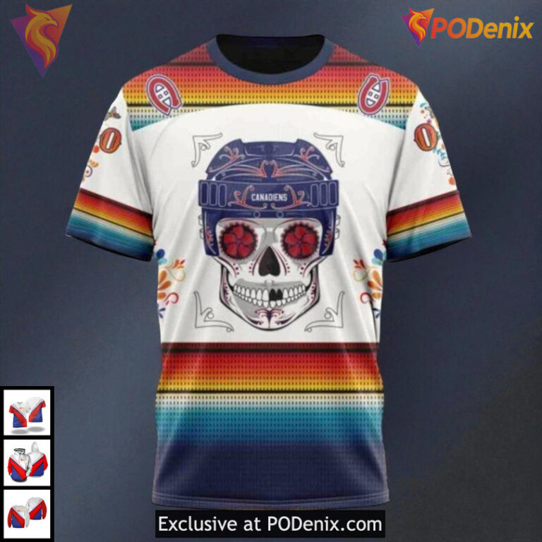 Dia De Los Muertos Tribute Edition NHL Custom Number Montreal Canadiens Hoodie 3D - 2