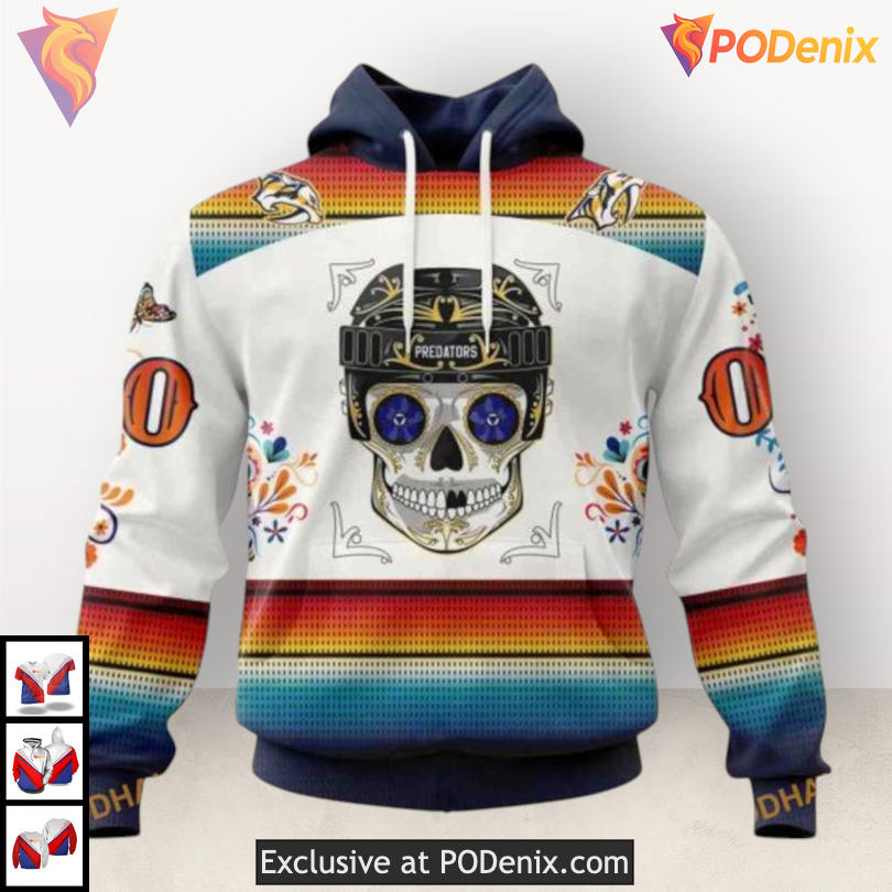 Dia De Los Muertos Tribute Personalized Nashville Predators Hoodie Custom 3D Dia De Los Muertos Tribute Personalized Nashville Predators Hoodie Custom 3D