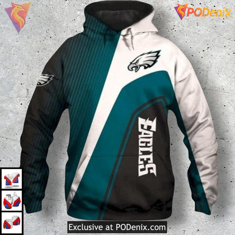 Diagonal Stripes Logo Personalized Philadelphia Eagles Hoodie Mens NFL Print