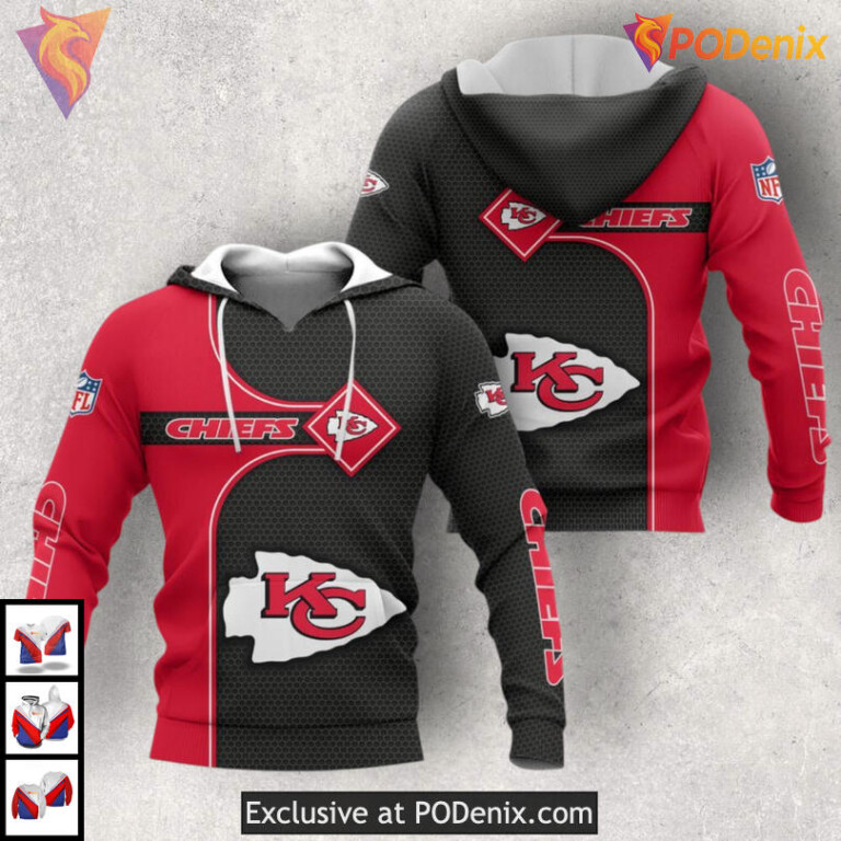 Diamond Grid Pattern Kansas City Chiefs Kids Hoodie 3D Custom Fan Collection