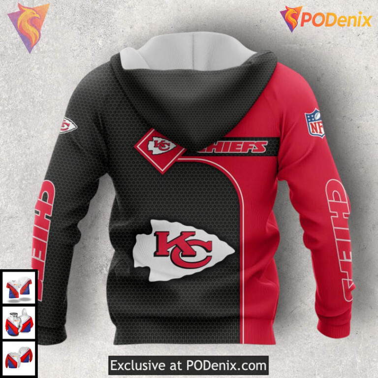 Diamond Grid Pattern Kansas City Chiefs Kids Hoodie 3D Custom Fan Collection - 1