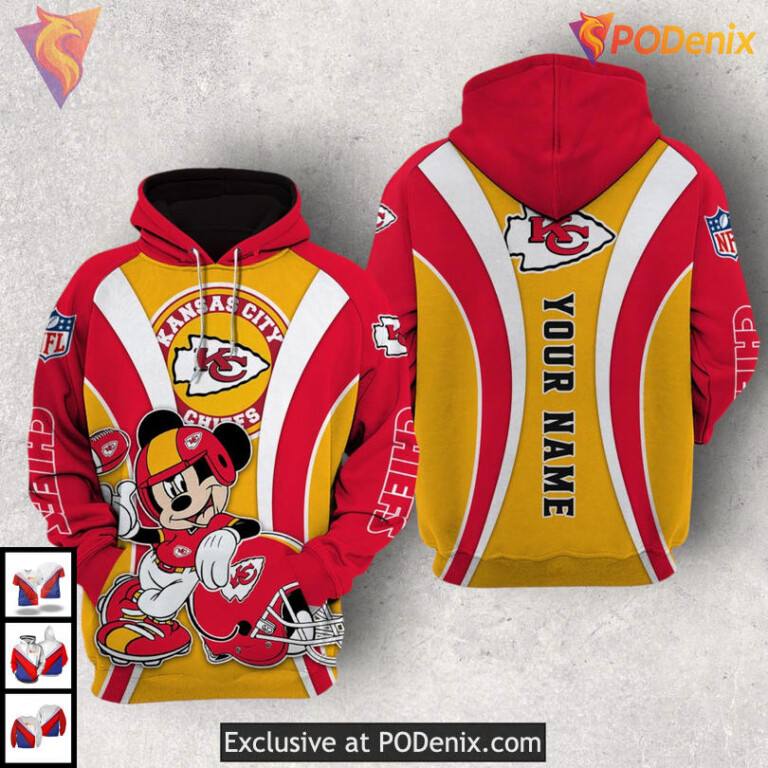 Disney Mickey Mouse Kansas City Chiefs Zip Up Hoodie Womens 3D Game Day Gear