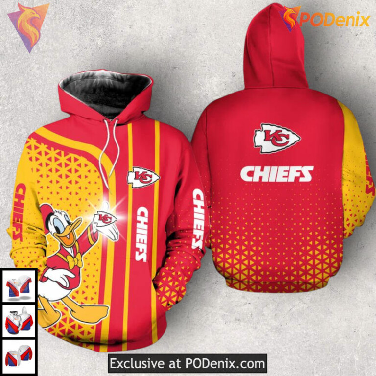 Donald Duck Graphic Custom Kansas City Chiefs Hoodie 3D Limited Zip Edition