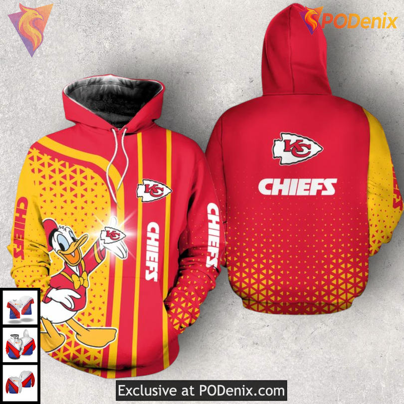 Donald Duck Graphic Custom Kansas City Chiefs Hoodie 3D Limited Zip Edition Donald Duck Graphic Custom Kansas City Chiefs Hoodie 3D Limited Zip Edition