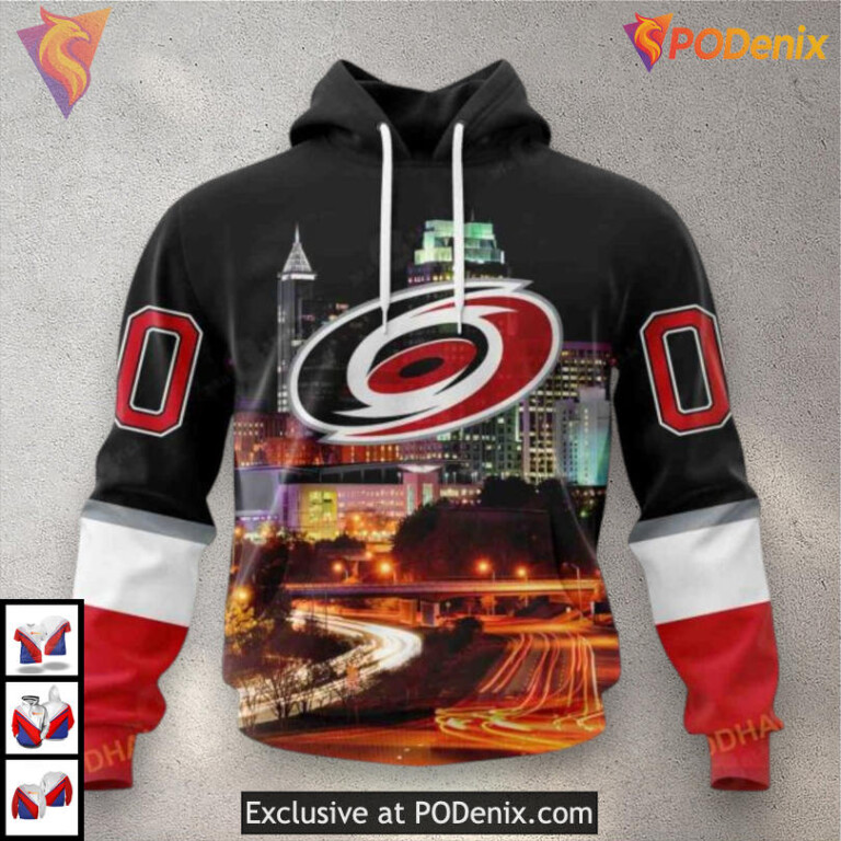 Downtown Skyline Graphic Personalized Custom Name Carolina Hurricanes Hoodie 3D