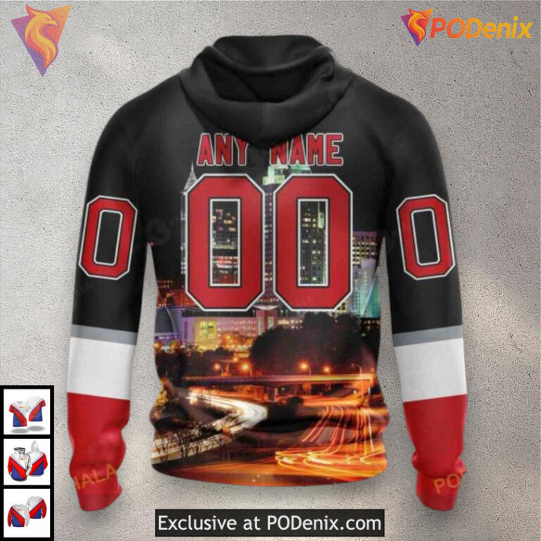 Downtown Skyline Graphic Personalized Custom Name Carolina Hurricanes Hoodie 3D - 1