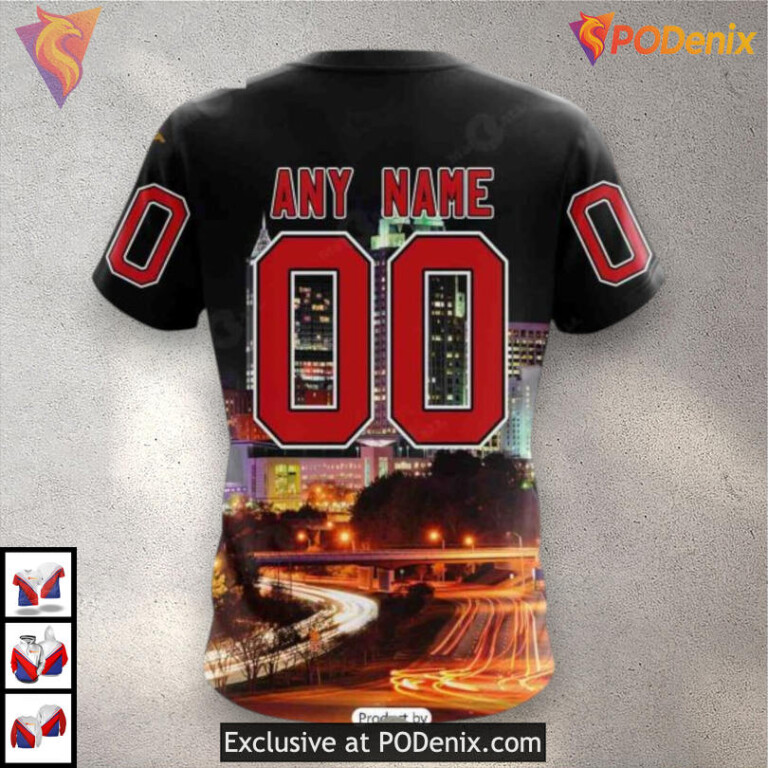 Downtown Skyline Graphic Personalized Custom Name Carolina Hurricanes Hoodie 3D - 3