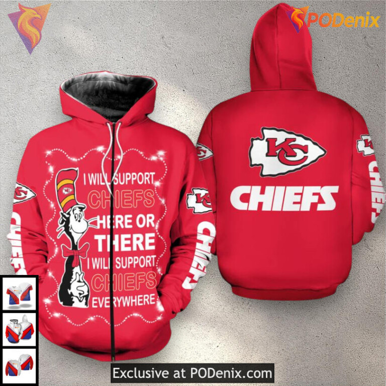 Dr Seuss Inspired Kansas City Chiefs 3D Hoodie Full Zip Team Edition - 2