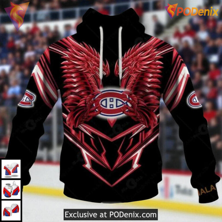 Dragon Artwork Edition NHL Montreal Canadiens Youth Hoodie 3D Custom