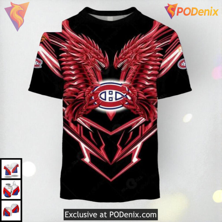 Dragon Artwork Edition NHL Montreal Canadiens Youth Hoodie 3D Custom - 1