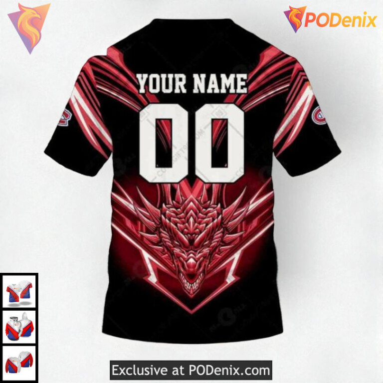 Dragon Artwork Edition NHL Montreal Canadiens Youth Hoodie 3D Custom - 3