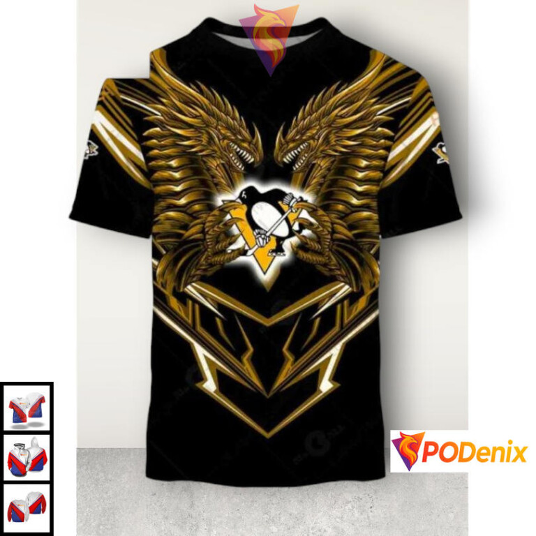 Dragon Artwork Graphic Design Edition Retro Pittsburgh Penguins Hoodie NHL 3D - 1