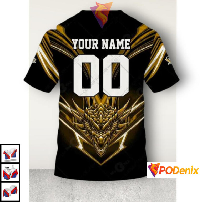Dragon Artwork Graphic Design Edition Retro Pittsburgh Penguins Hoodie NHL 3D - 3