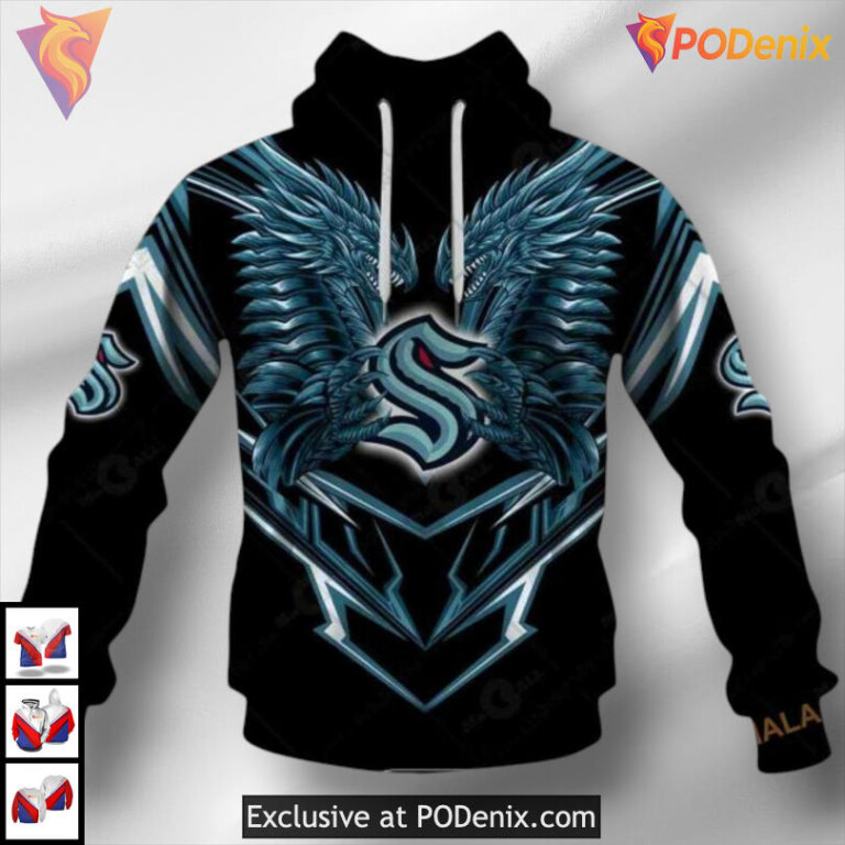 Dragon Artwork Graphic Edition Custom Custom Number Seattle Kraken Hoodie 3D