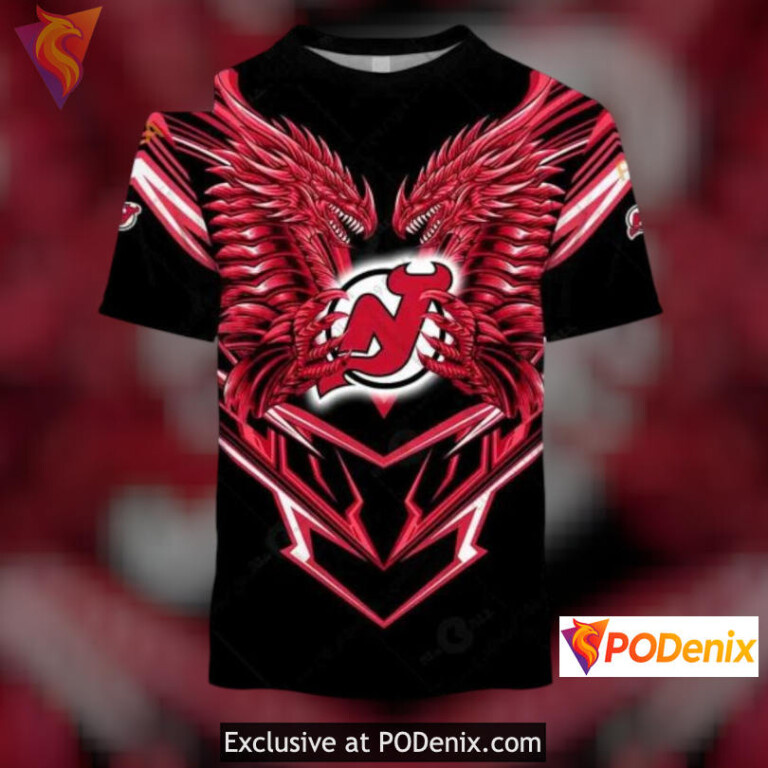 Dragon Artwork Graphic Style New Jersey Devils Youth Hoodie Custom Hoodie 3D - 1