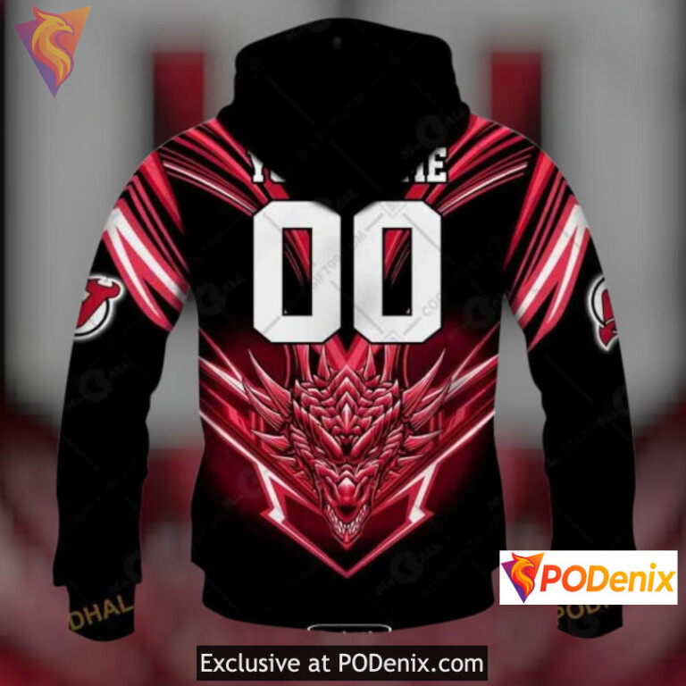 Dragon Artwork Graphic Style New Jersey Devils Youth Hoodie Custom Hoodie 3D - 2