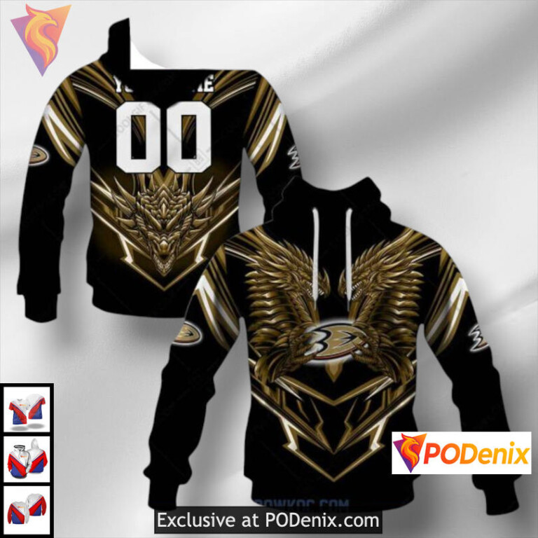 Dragon Graphic Artwork Anaheim Ducks Hoodie 3D Pullover Sweatshirt Personalized