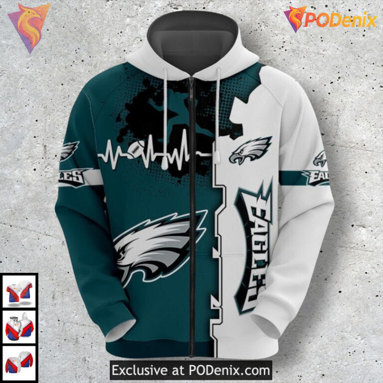 Dual Zip Pullover Combo Custom Philadelphia Eagles Hoodies For Fans - 2
