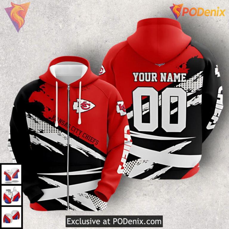 Dynamic Brushstroke Design Kansas City Chiefs Vintage Hoodie Custom 3D Art