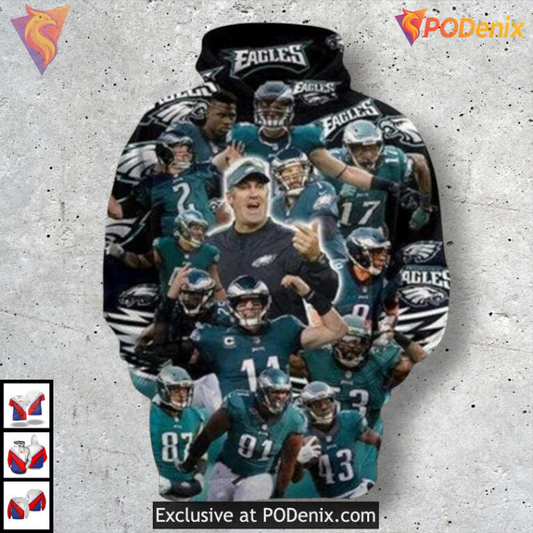 Dynamic Motion Print Philadelphia Eagles Green Hoodie Full Zip Sport Apparel