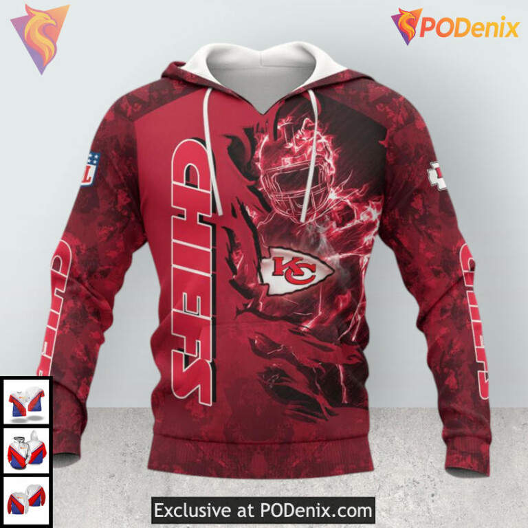 Dynamic Player Art Kansas City Chiefs Full Zip Hoodie Custom Game Day Apparel