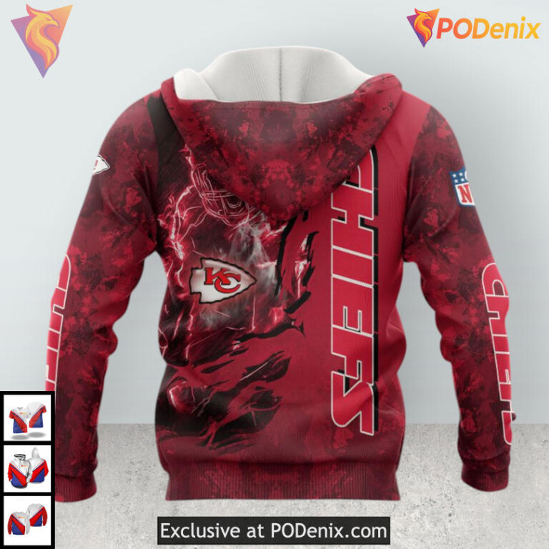 Dynamic Player Art Kansas City Chiefs Full Zip Hoodie Custom Game Day Apparel - 1