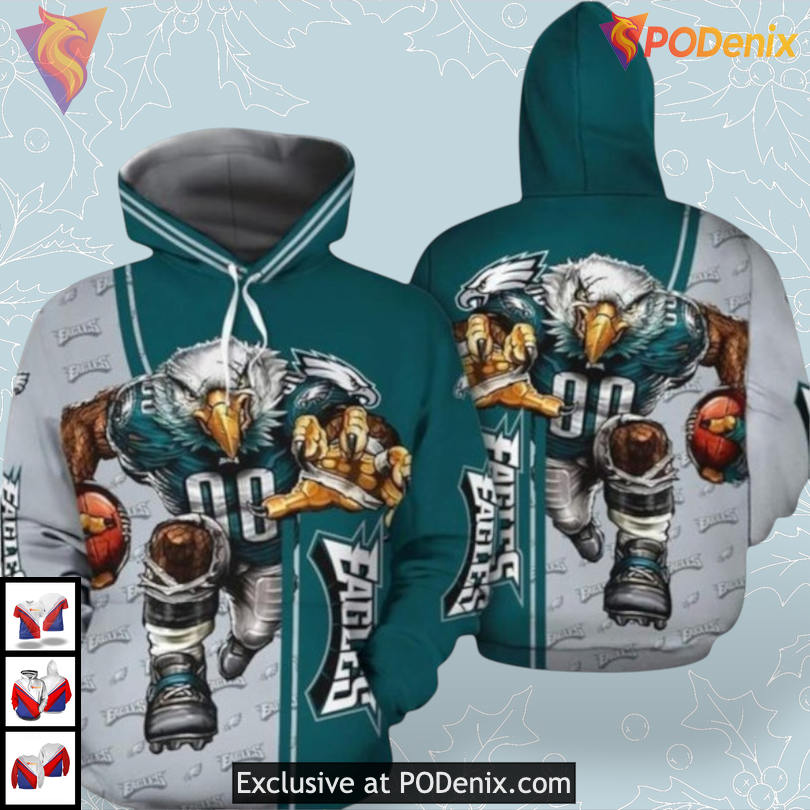 Dynamic Team Spirit Print Philadelphia Eagles Retro Hoodie All Over 3D Edition