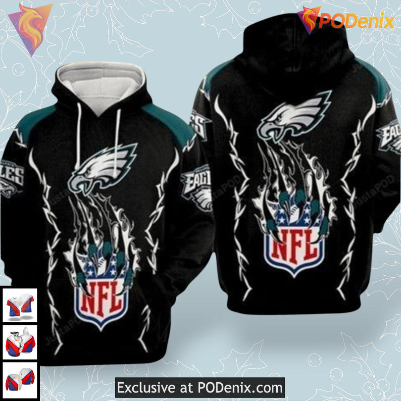 Eagles Claws Graphic Philadelphia Eagles Team Hoodie NFL Football Edition
