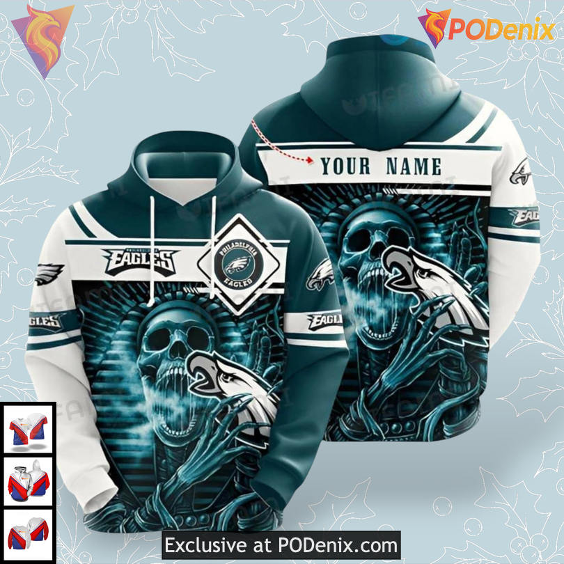 Egyptian Skull Artwork Philadelphia Eagles Hoodie Mens Custom Fan Gift