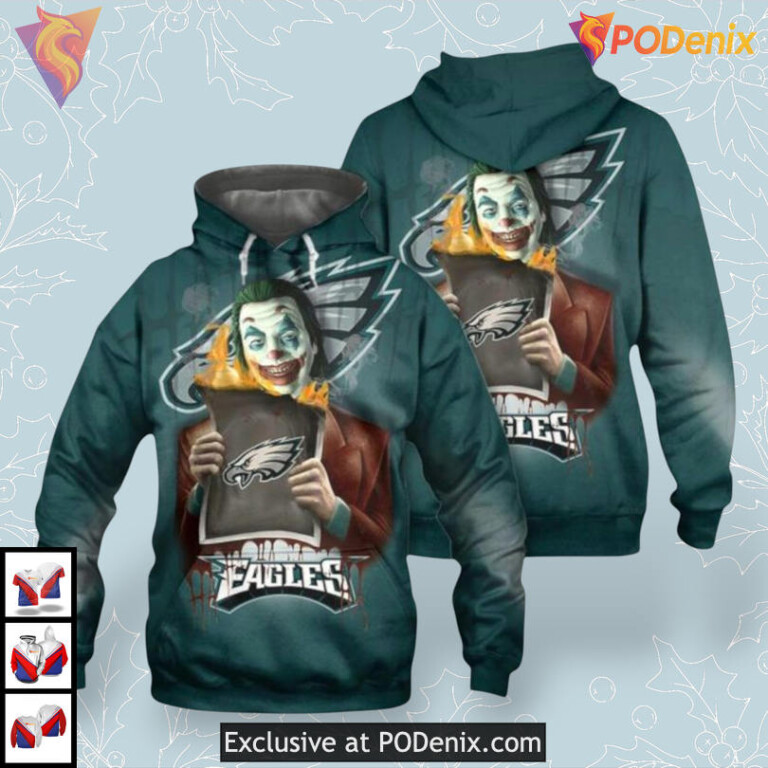Exclusive Philadelphia Eagles Zip Up Hoodie 3D Joker Inspired NFL Design