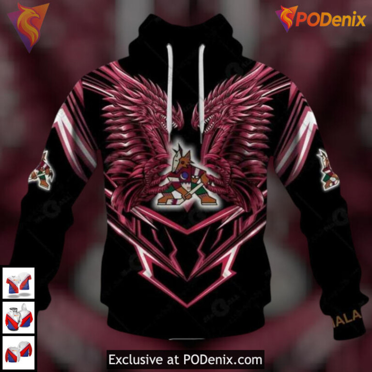 Fantasy Dragon Graphic Artwork Custom Name Arizona Coyotes Hoodie 3D Apparel