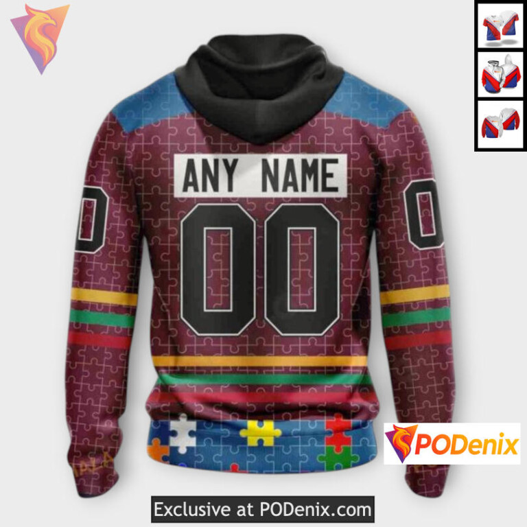 Fearless Against Autism Concept Colorado Avalanche Holiday Hoodie Custom 3D - 2