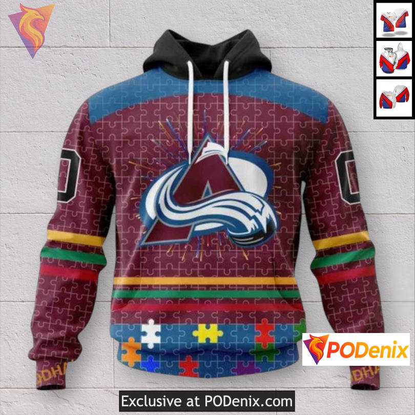 Fearless Against Autism Concept Colorado Avalanche Unisex Hoodie Custom 3D
